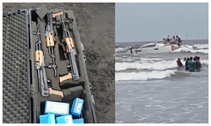  संदिग्ध नाव में मिली AK-47 और राइफलें, अलर्ट जारी
